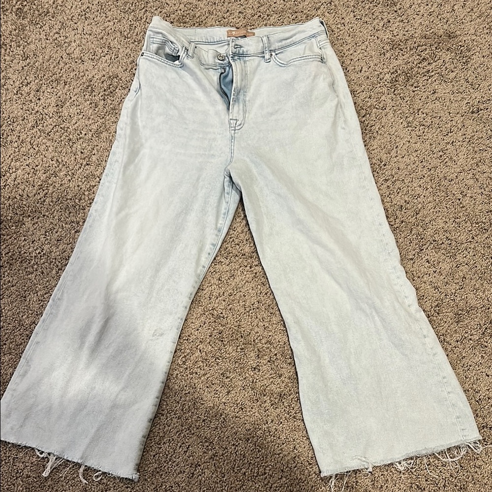7 For All Mankind Blue Flare Wide Leg Denim